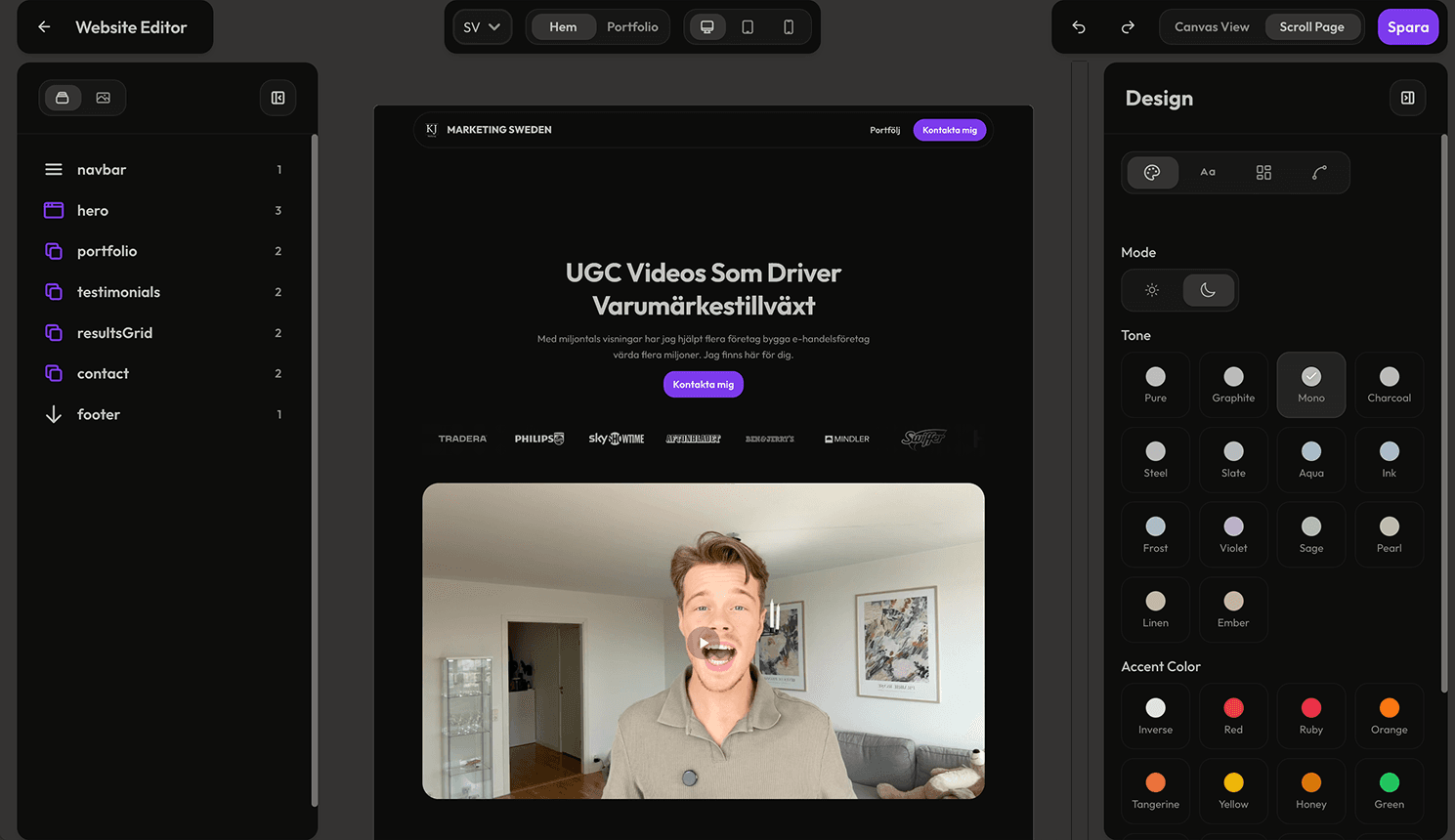 Innehåll och justeringar